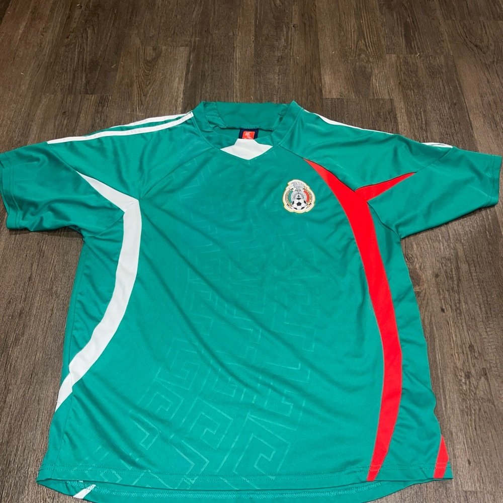 Vintage Mexico Green Soccer Jersey with Red and White Accents